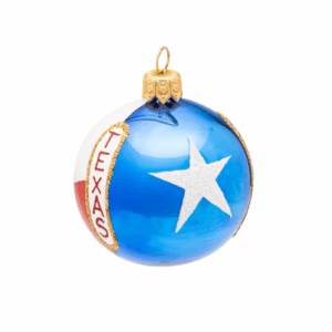 Texas Flag glass Christmas ornament with Lone Star and red, white, blue design – Houston Ornaments